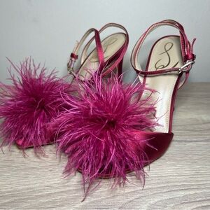 Sam Edelman Leon Women’s Embellished Feather Heels in Raspberry Size 6